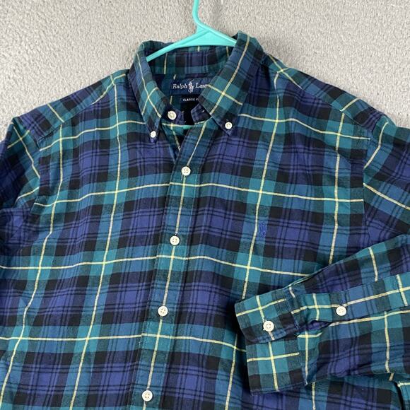 VTG Ralph Lauren Classic Fit Button Down Shirt Men's Large Plaid Causal Preppy - Picture 1 of 9